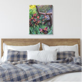 Toile Fleurs d'Iris et banc de jardin en fleurs (Insitu(Chambre))