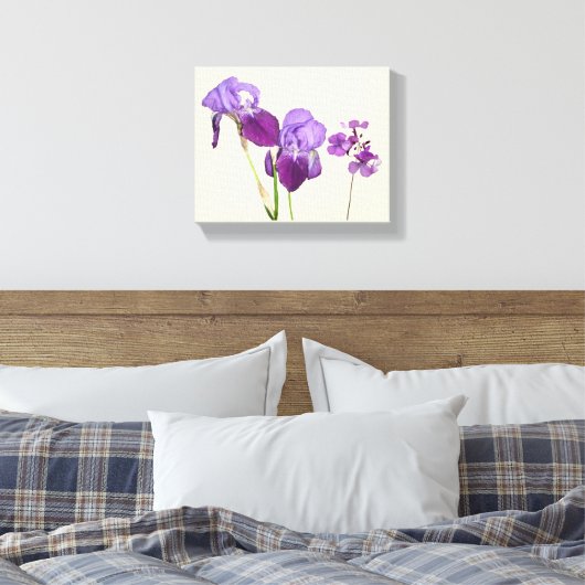 Toile Fleurs d'iris violet chaud élégant art numérique (Insitu(Chambre))