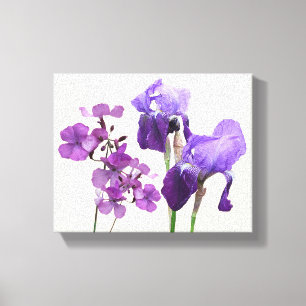 Toile Fleurs d'iris violet chaud élégant art numérique