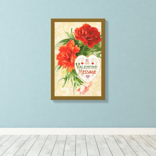 Toile Fleurs d'œillet, Message de la Saint-Valentin Vint (Insitu (Plancher de Bois))