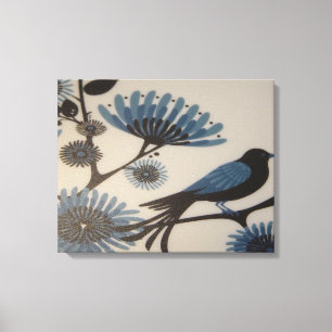 TOILE FLEURS D'OISEAUX BLUEBRES
