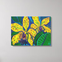 Fleurs d'orchidées jaunes, Peinture pastel Art Flo