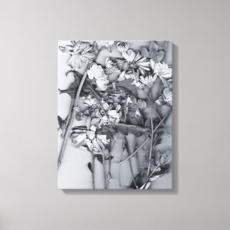 Toile Fleurs en noir et blanc