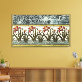 Toile Fleurs en verre tendu avec bordure en tan (Insitu(Salon))