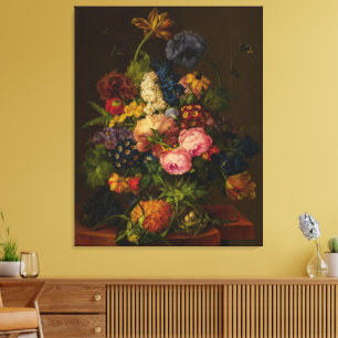 Toile Fleurs et Ananas sur une corniche