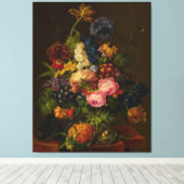 Toile Fleurs et Ananas sur une corniche (Insitu (Plancher de Bois))