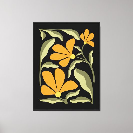Toile Fleurs et feuilles orange (Recto)