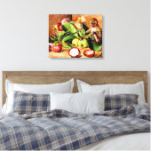 Toile Fleurs et fruits du mangoustan; singe de Singapour (Insitu(Chambre))