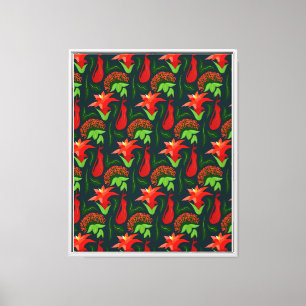 Toile Fleurs Exotiques Colorées Motif de Feuilles