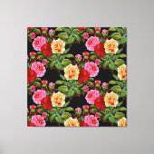 Toile Fleurs florales Roses rouge rose jaune vert (Recto)