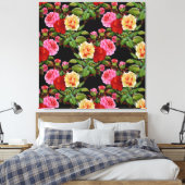 Toile Fleurs florales Roses rouge rose jaune vert (Insitu(Chambre))