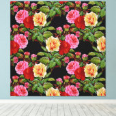 Toile Fleurs florales Roses rouge rose jaune vert (Insitu (Plancher de Bois))