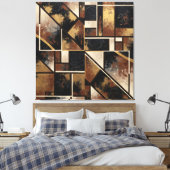 Toile Fleurs Géométriques Dorées (Insitu(Chambre))