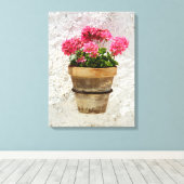 Toile Fleurs | Géranium en fleur en pot (Insitu (Plancher de Bois))