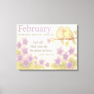 Toile Fleurs Inspirationnelles de Naissance de Février M