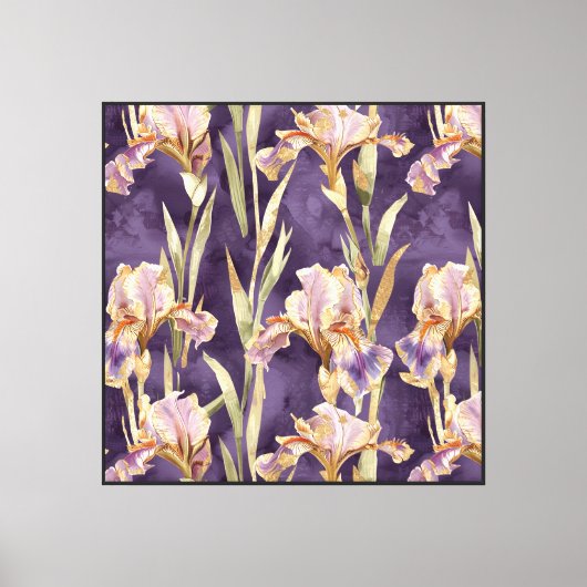 Toile Fleurs Iris D'Or Violet (Recto)