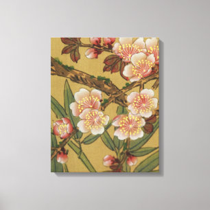 Toile Fleurs Japonaises Asiatiques Fleur de Cerisier Vin