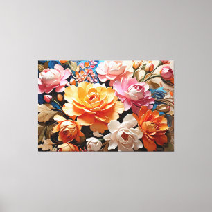 Toile Fleurs magiques IA Art Peinture Beauté