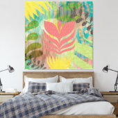 Toile Fleurs modernes rose jaune (Insitu(Chambre))