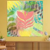 Toile Fleurs modernes rose jaune (Insitu(Salon))