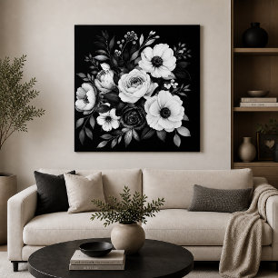 Toile Fleurs monochromes