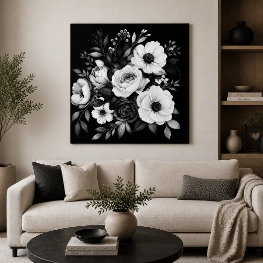 Toile Fleurs monochromes 