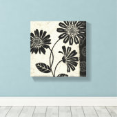 Toile Fleurs noires et blanches 2 (Insitu (Plancher de Bois))