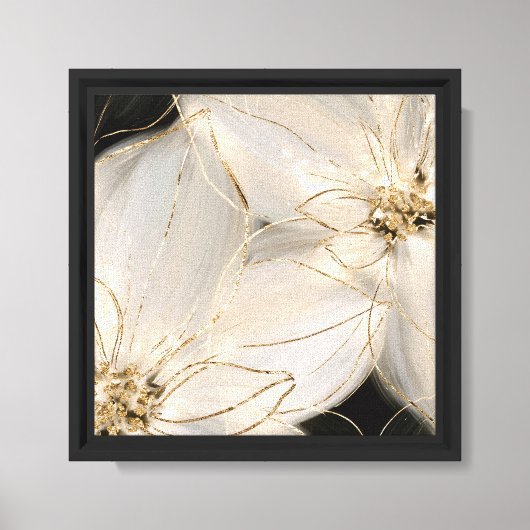 Toile Fleurs Or Noir Blanc (Recto)