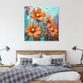 Toile Fleurs Oranges Avec Déchets De Peinture (Insitu(Chambre))