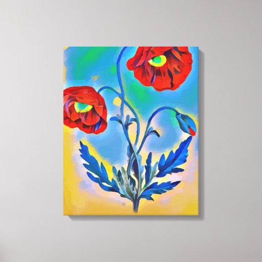 Toile Fleurs Red Poppies Abstrait art numérique original (Recto)