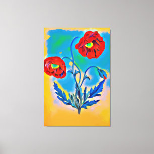 Toile Fleurs Red Poppies Abstrait art numérique original