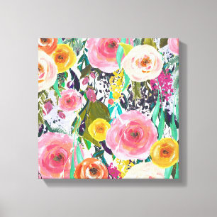 Toile Fleurs romantiques d'aquarelle de jardin