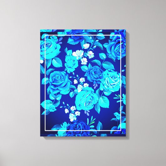 Toile Fleurs Rose bleu classique Motif-876 (Recto)