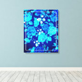 Toile Fleurs Rose bleu classique Motif-876 (Insitu (Plancher de Bois))