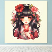 Toile Fleurs roses d'une fille (Insitu (Plancher de Bois))