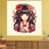 Toile Fleurs roses d'une fille (Insitu(Salon))