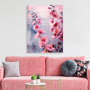 Toile Fleurs roses en fleurs