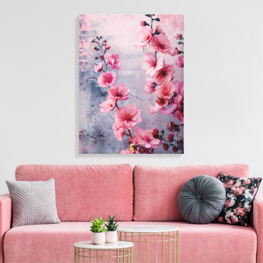 Toile Fleurs roses en fleurs (Insitu(Salon))