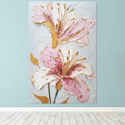 Toile Fleurs roses et blanches, texture abstraite, art m (Insitu (Plancher de Bois))