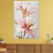 Toile Fleurs roses et blanches, texture abstraite, art m (Insitu(Salon))