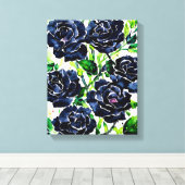Toile Fleurs Roses noires Goth Art peinture aquarelle (Insitu (Plancher de Bois))