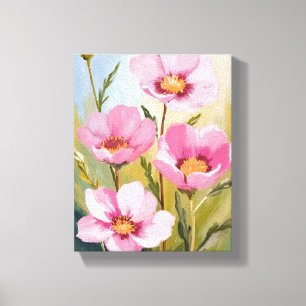 Toile Fleurs roses   Peinture aquarelle florale