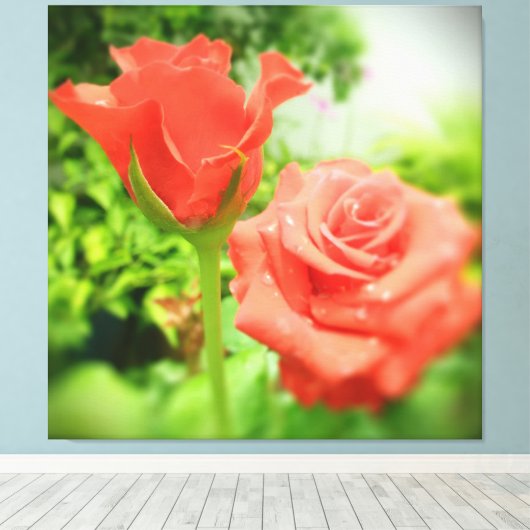 Toile Fleurs Roses romantiques (Insitu (Plancher de Bois))