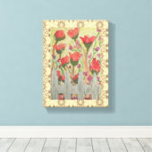 Toile Fleurs rouges Clôture blanche (Insitu (Plancher de Bois))