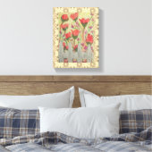 Toile Fleurs rouges Clôture blanche (Insitu(Chambre))