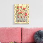 Toile Fleurs rouges Clôture blanche (Insitu(Salon))
