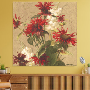 Toile Fleurs rouges et bordeaux sophistiquées sur fond b