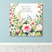 Toile Fleurs sauvages à l'aquarelle avec citation printa (Insitu (Plancher de Bois))