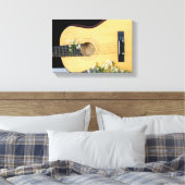 Toile fleurs sauvages blancs et guitare (Insitu(Chambre))