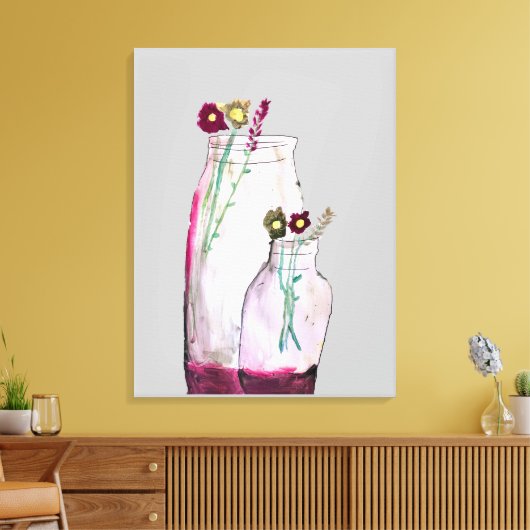 Toile Fleurs sauvages d'aquarelle Whimsical en vase (Insitu(Salon))